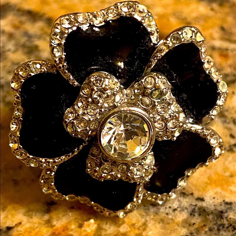 Lia Sophia Black Diamond Flower Ring